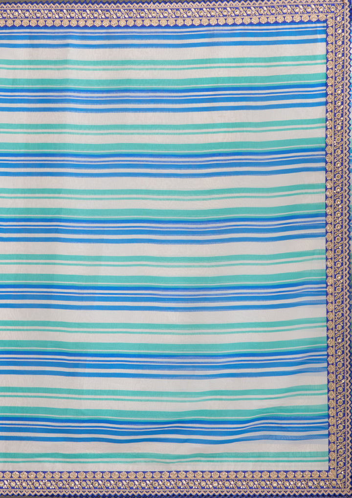 Royal Blue Sequins Tissue Saree