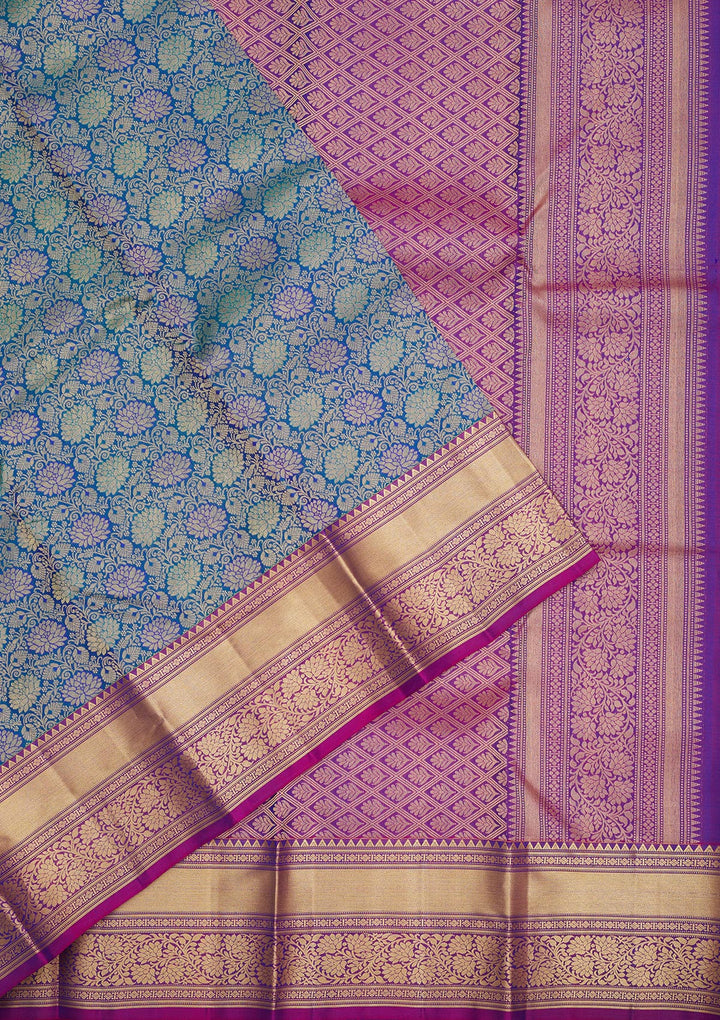 Royal Blue Zariwork Pure Silk Saree