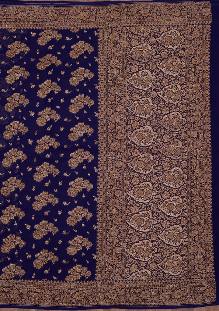Royal Blue Zariwork Pure Silk Saree