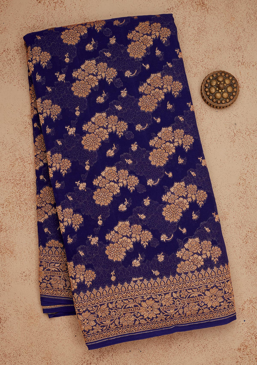 Royal Blue Zariwork Pure Silk Saree