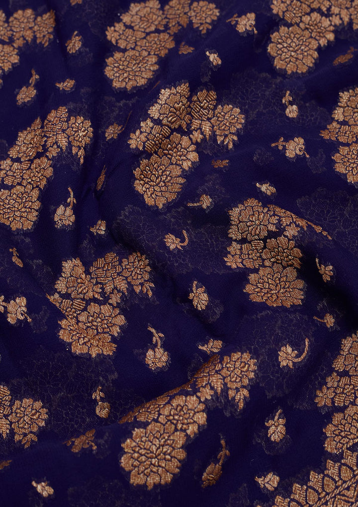 Royal Blue Zariwork Pure Silk Saree