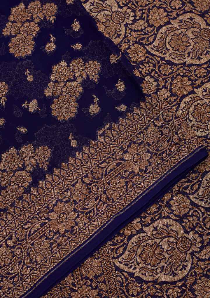 Royal Blue Zariwork Pure Silk Saree