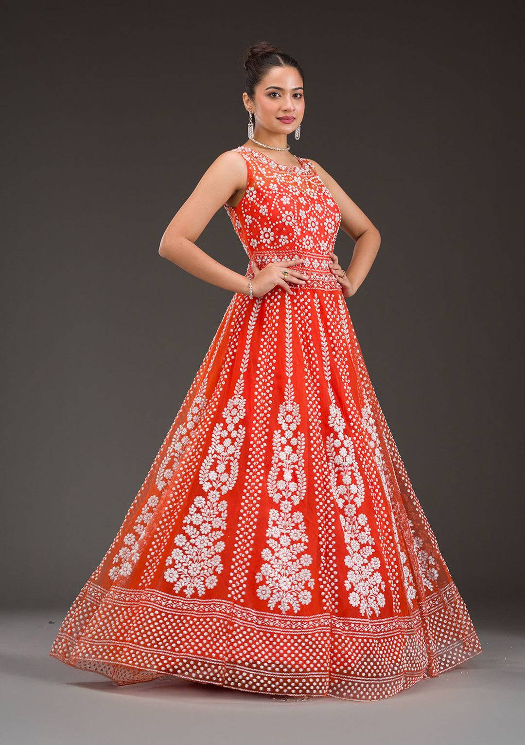 Rust Pearlwork Net Gown