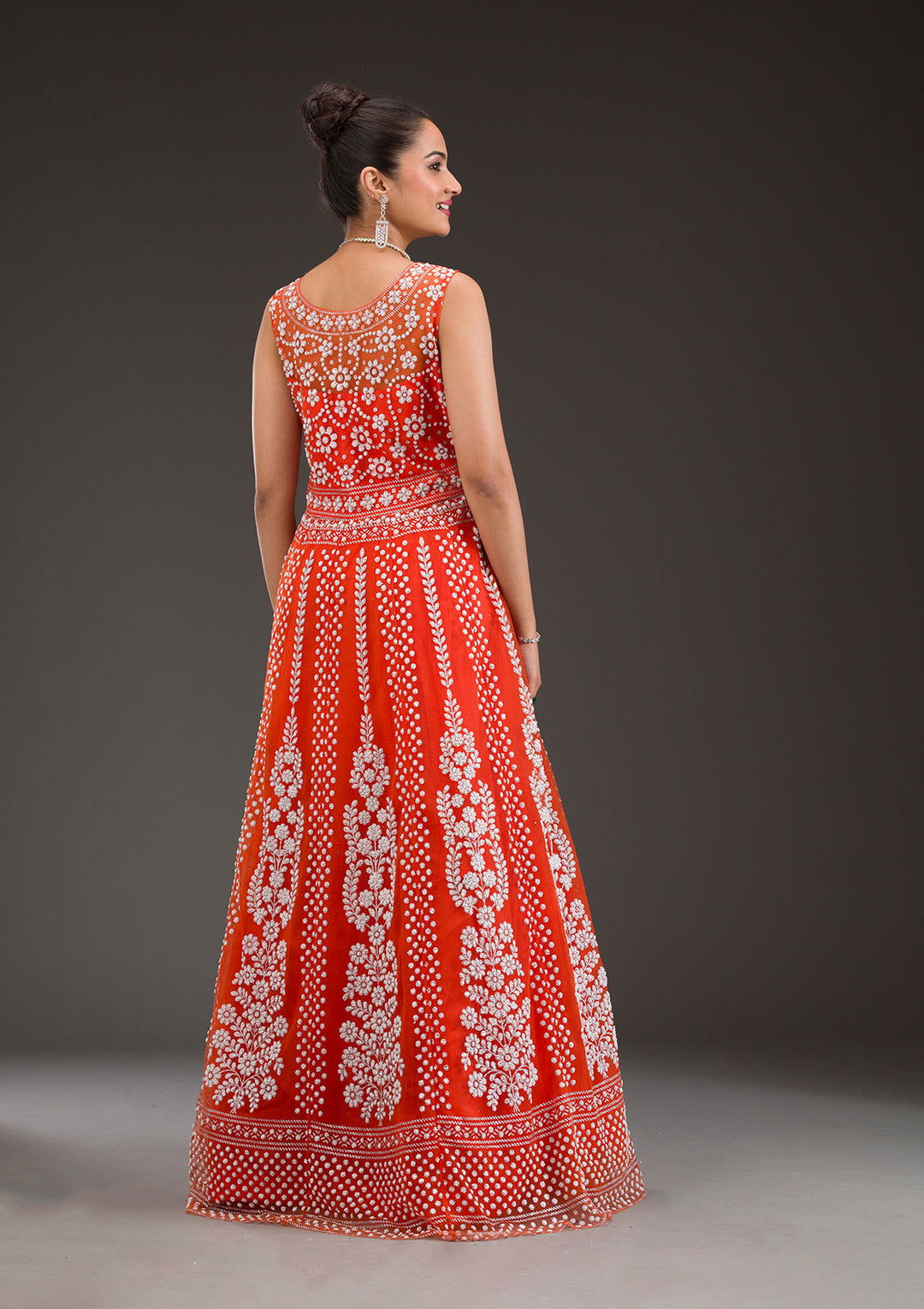Rust Pearlwork Net Gown