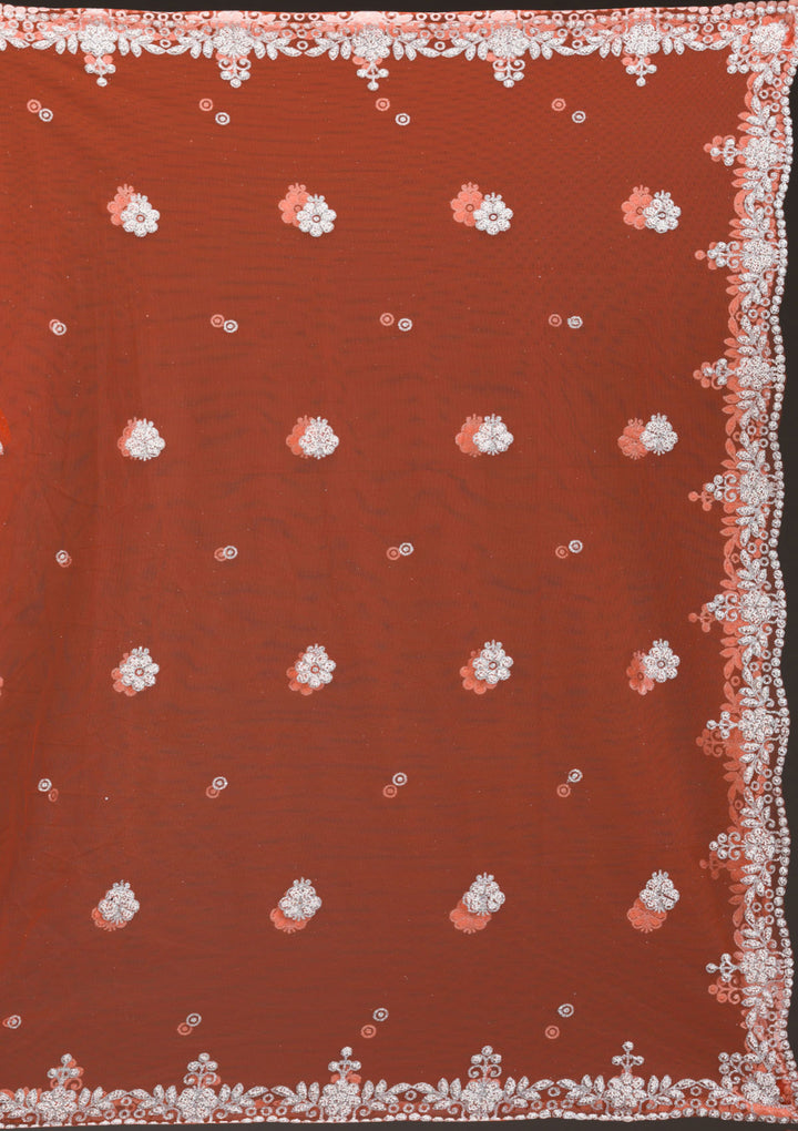 Rust Pearlwork Net Gown