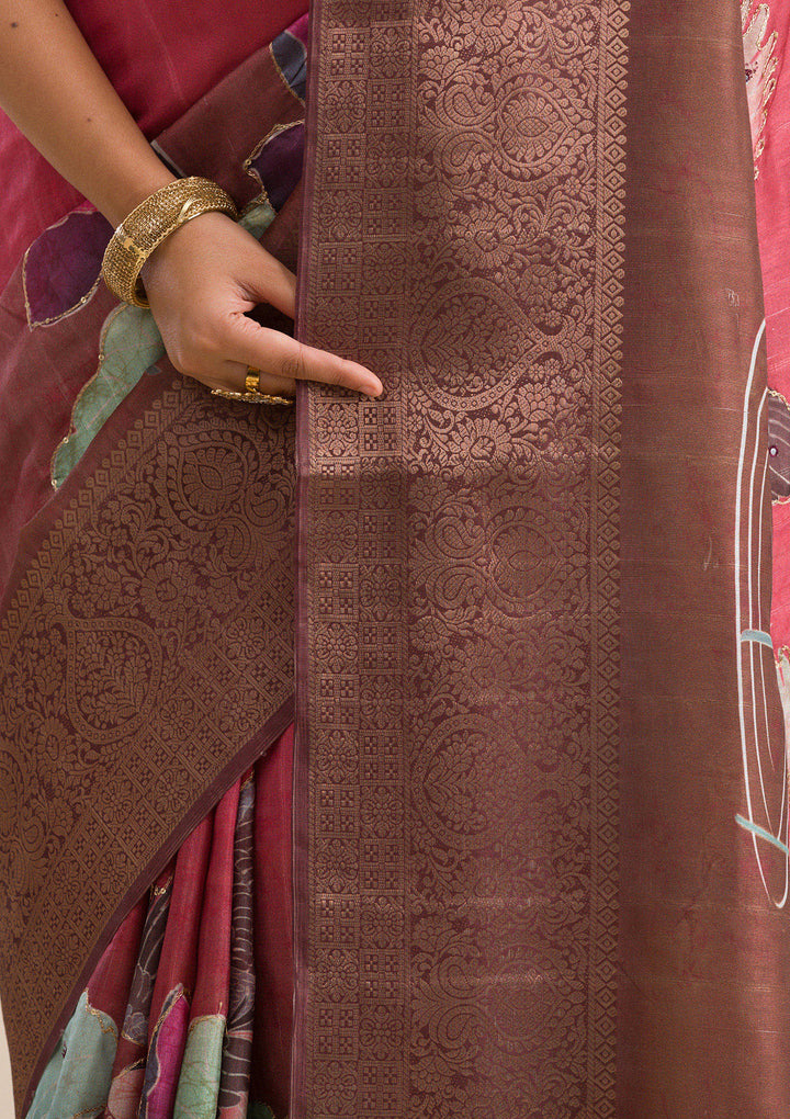 Rust Plain Tissue Saree