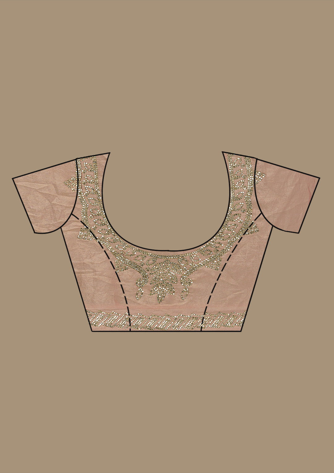 Rust Tissue Gold Stonework Saree With Matching Blouse Piece