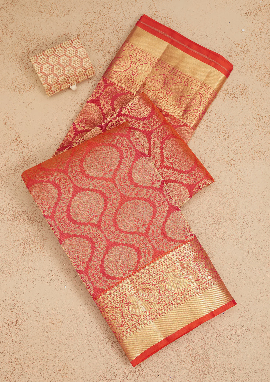 Rust Zariwork Pure Silk Saree