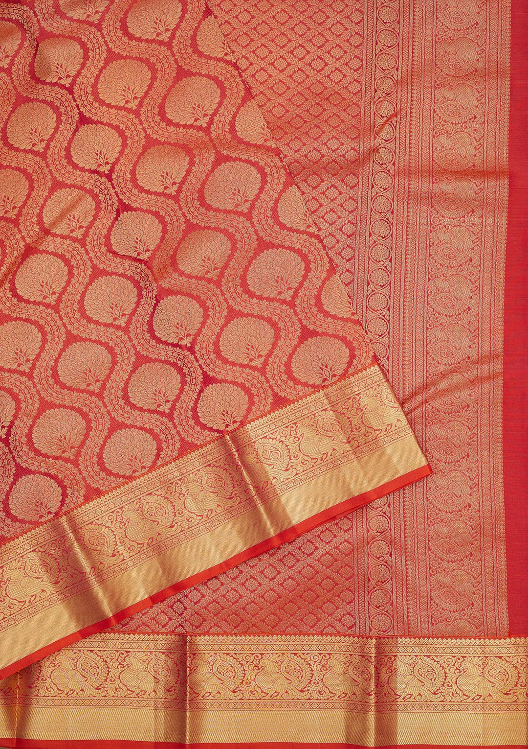 Rust Zariwork Pure Silk Saree