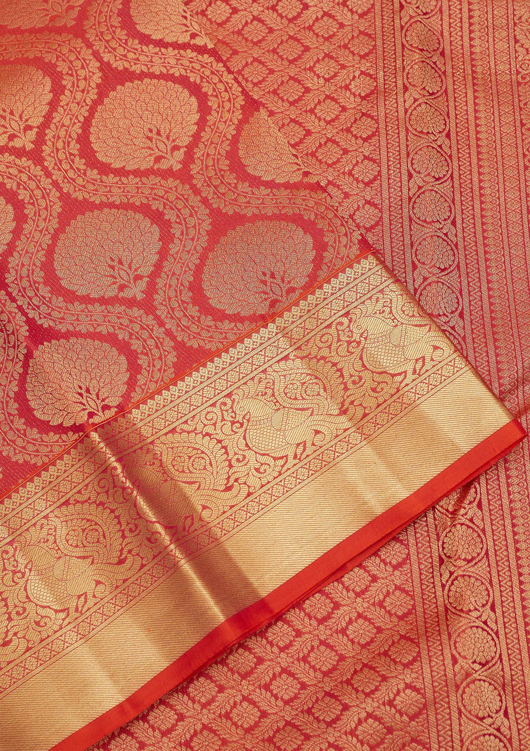 Rust Zariwork Pure Silk Saree