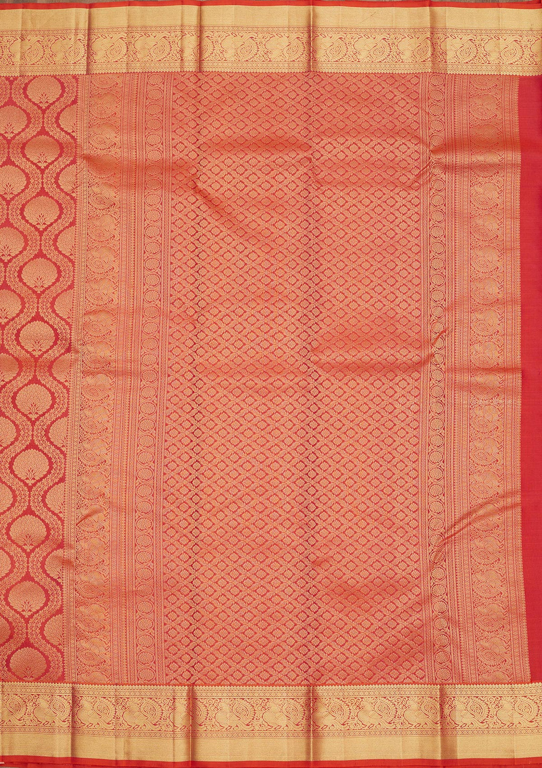 Rust Zariwork Pure Silk Saree