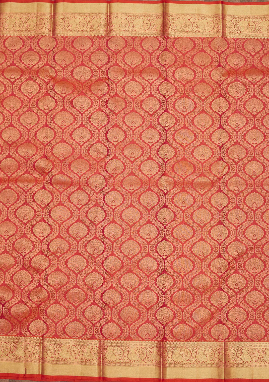 Rust Zariwork Pure Silk Saree
