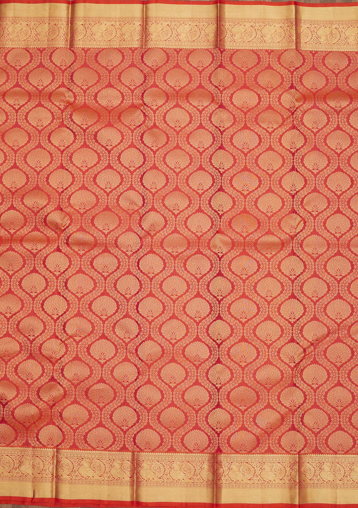 Rust Zariwork Pure Silk Saree