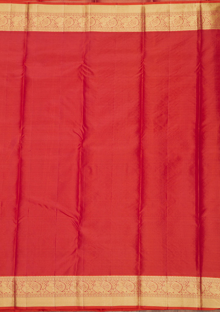 Rust Zariwork Pure Silk Saree