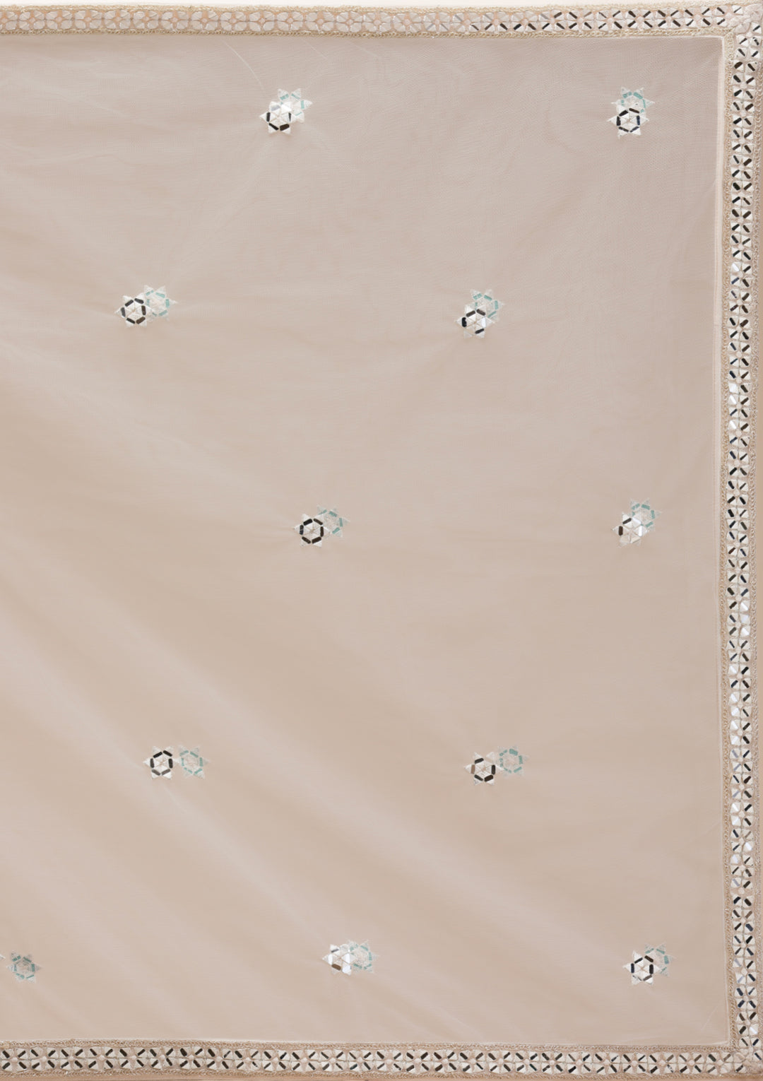 Sea Green Mirrorwork Net Readymade Lehenga