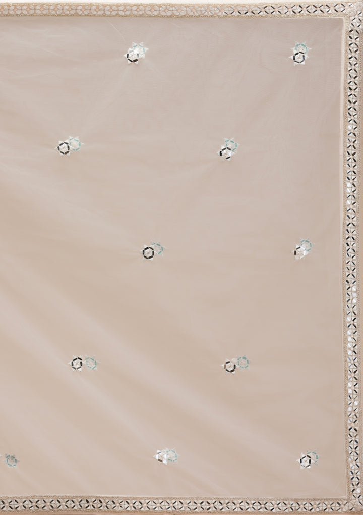 Sea Green Mirrorwork Net Readymade Lehenga