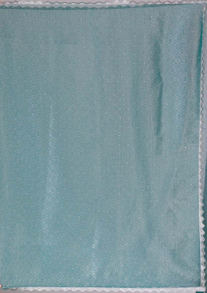Sea Green Cutdana Tissue Saree