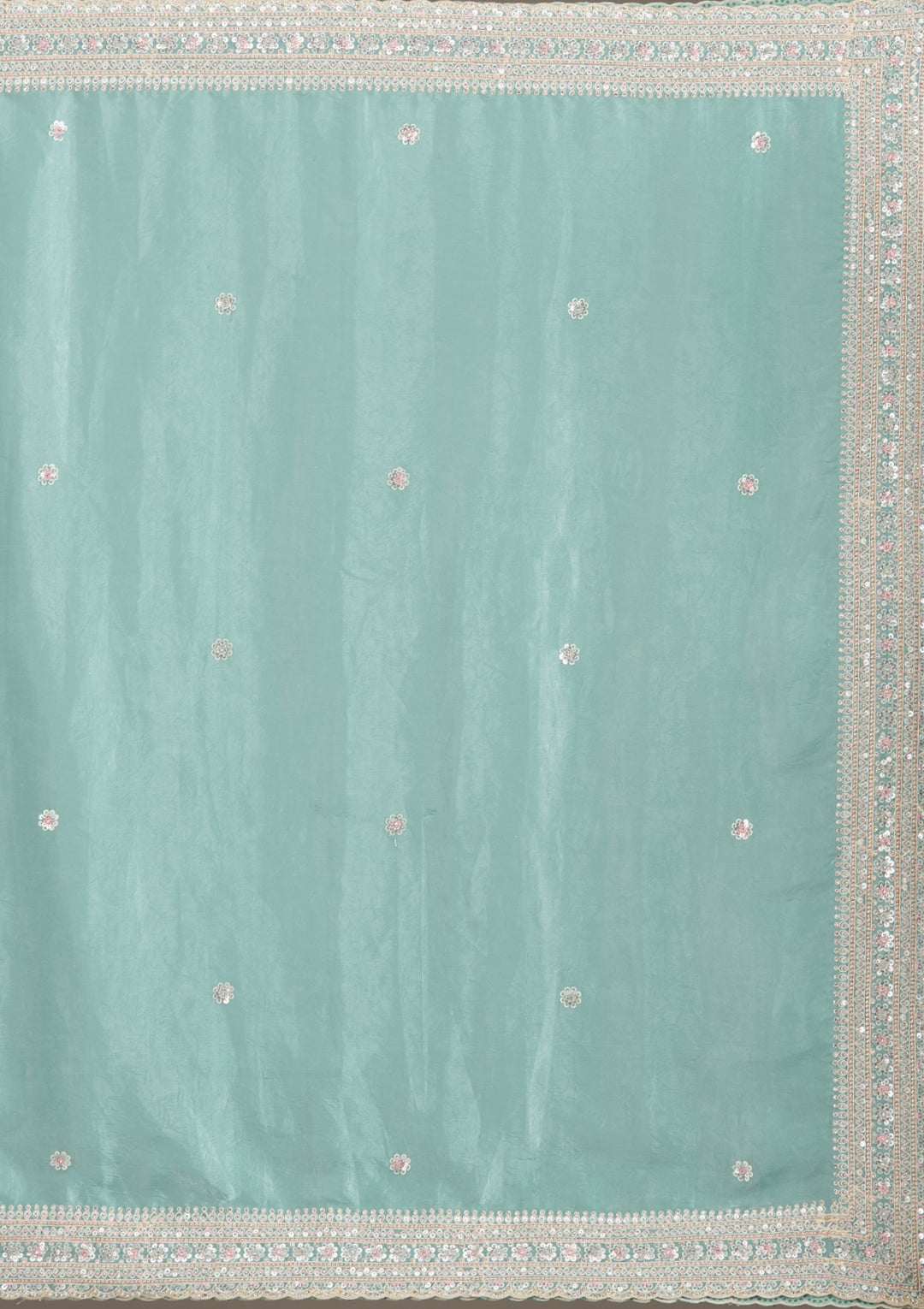 Sea Green Stonework Tissue Saree