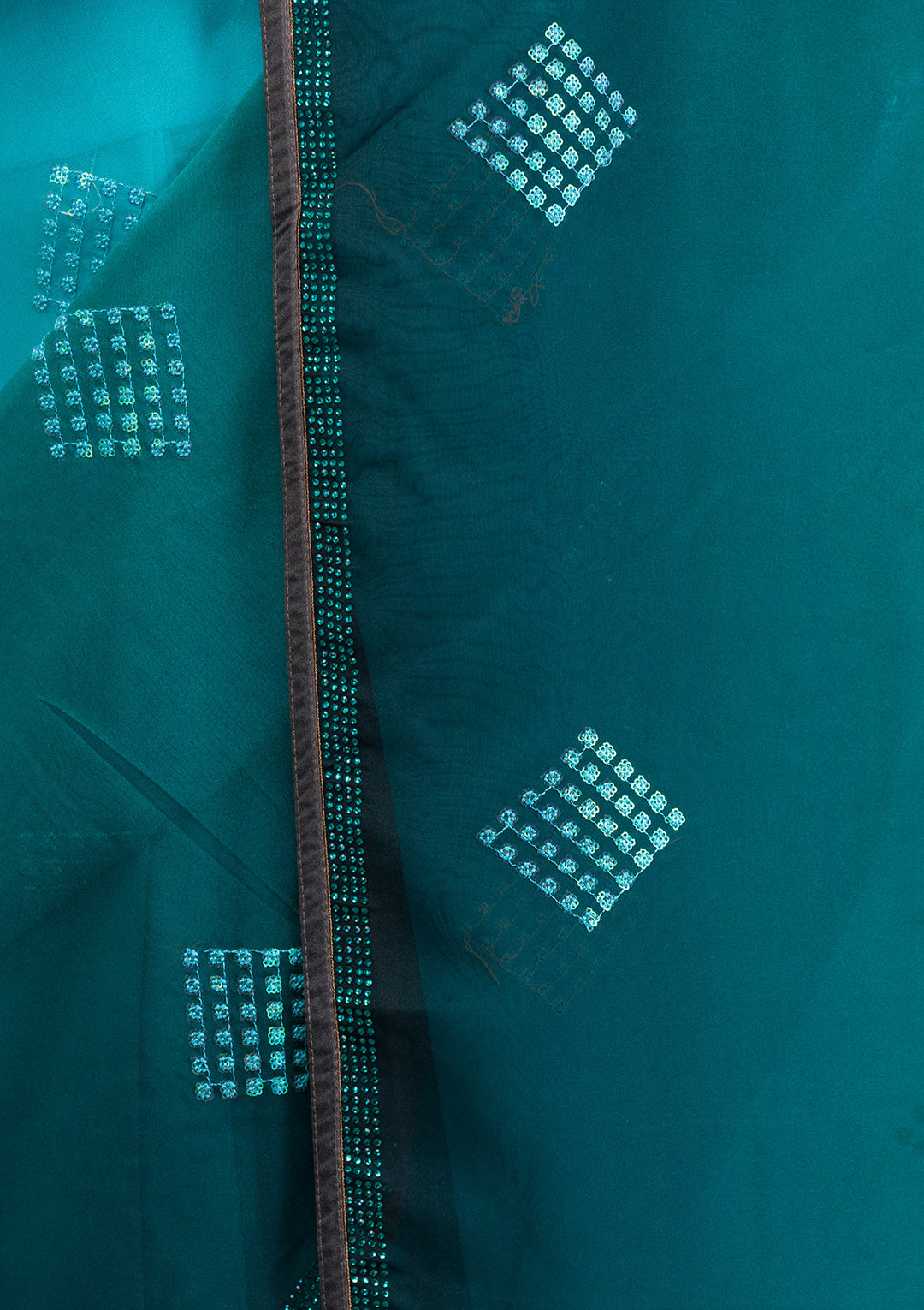 Sea Green Swarovski Satin Saree