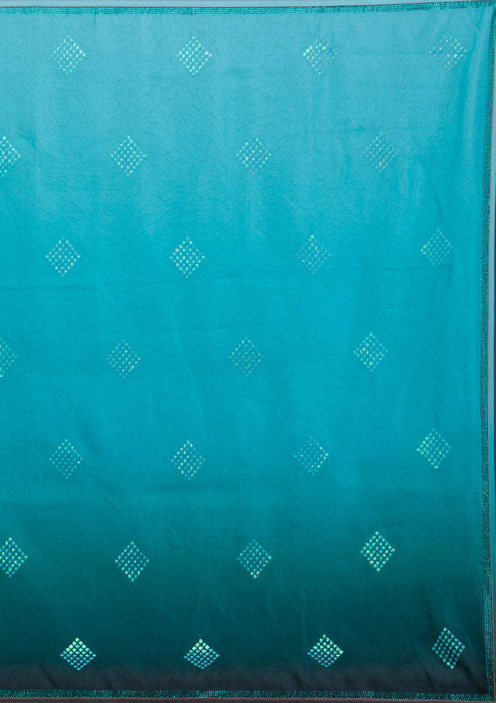 Sea Green Swarovski Satin Saree