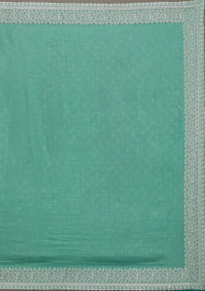 Sea Green Zariwork Soft Silk Saree