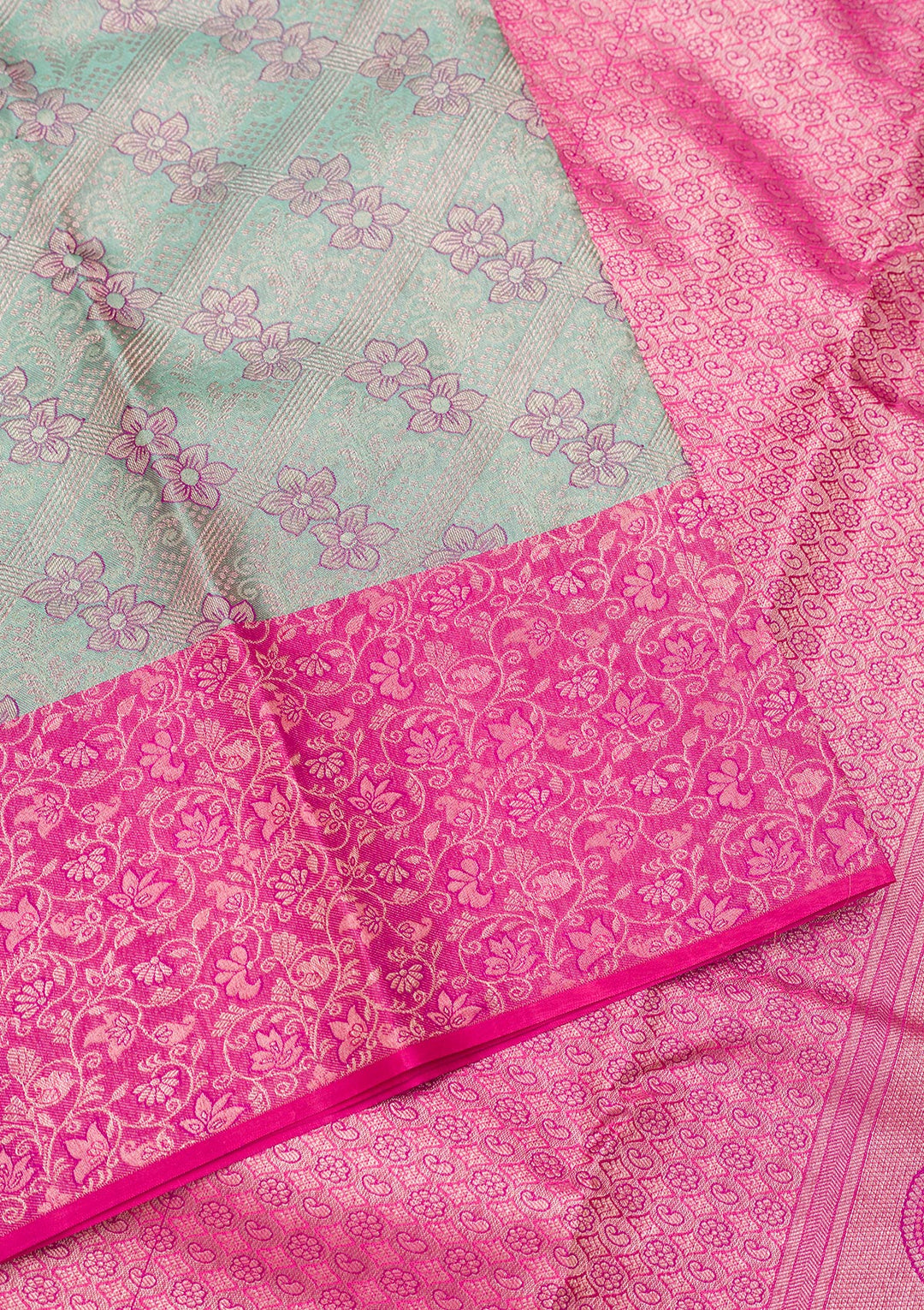 Sea Green Zariwork Pure Silk Saree