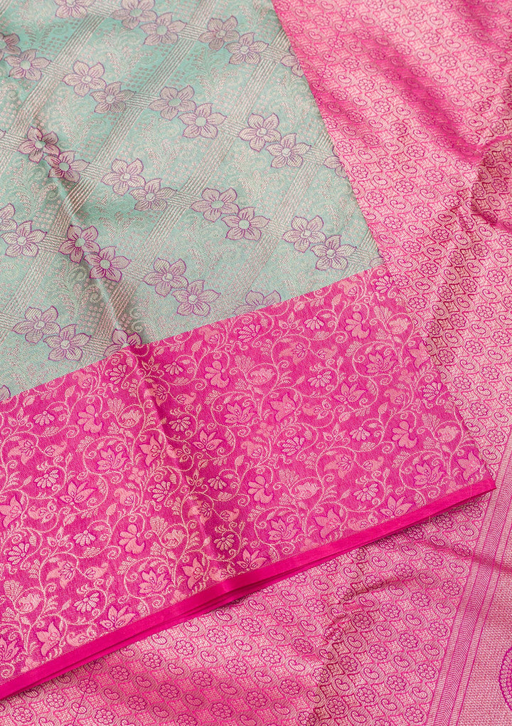 Sea Green Zariwork Pure Silk Saree