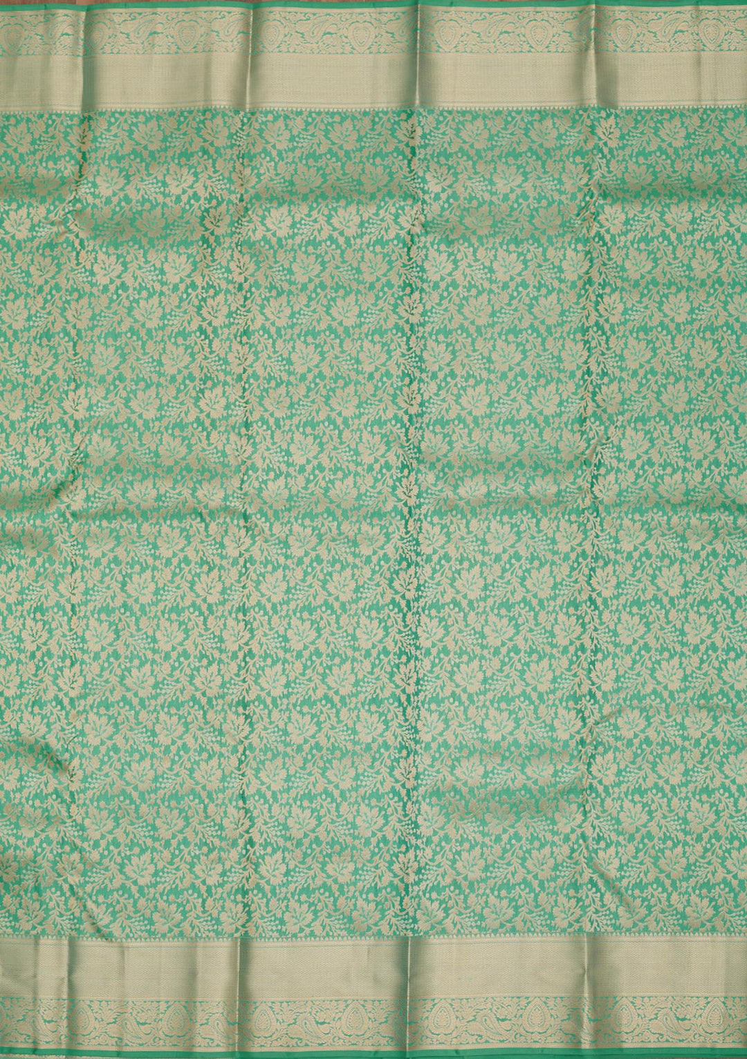 Sea Green Silk Jaal Gold Zariwork Saree With Matching Blouse Piece