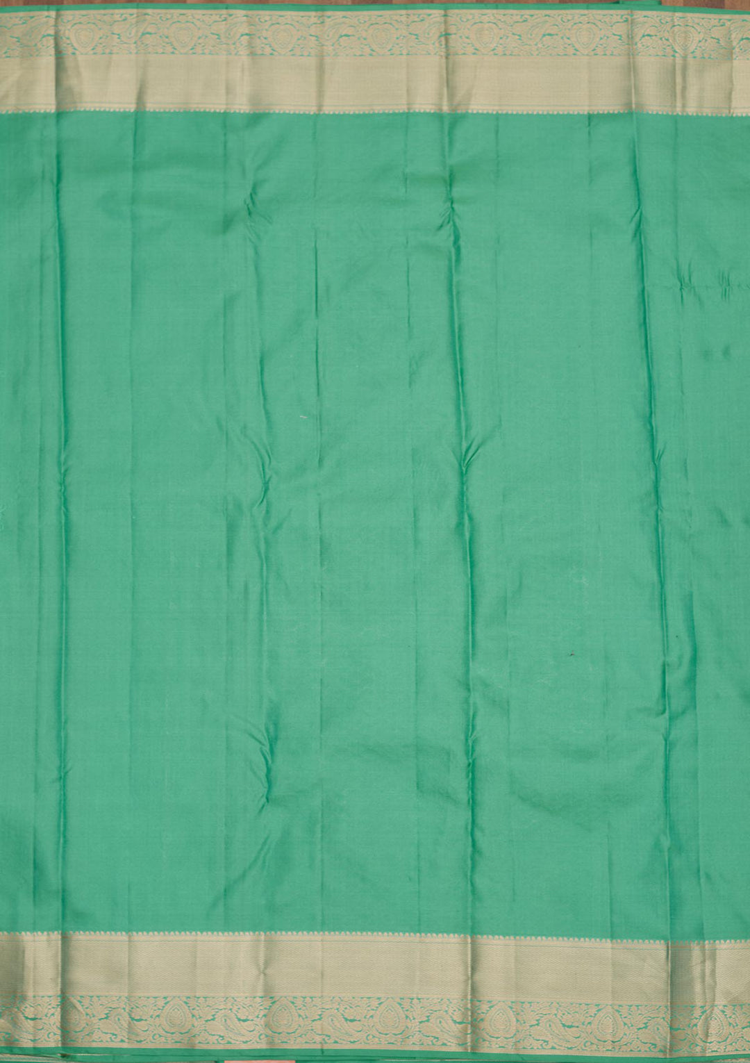 Sea Green Silk Jaal Gold Zariwork Saree With Matching Blouse Piece