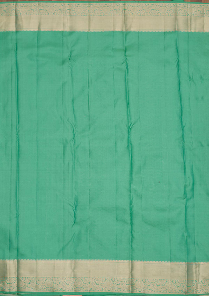 Sea Green Silk Jaal Gold Zariwork Saree With Matching Blouse Piece