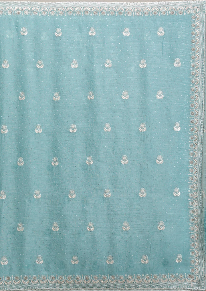 Sea Green Zariwork Tissue Saree