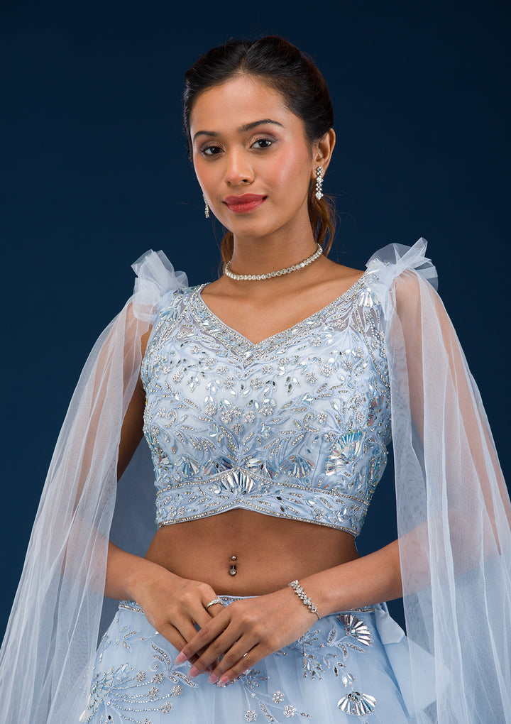 Koskii Net Silver Lehenga – Elegance Unveiled