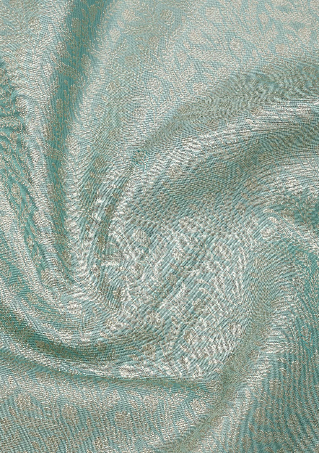 Sky Blue Silk Jaal Gold Zariwork Saree With Matching Blouse Piece