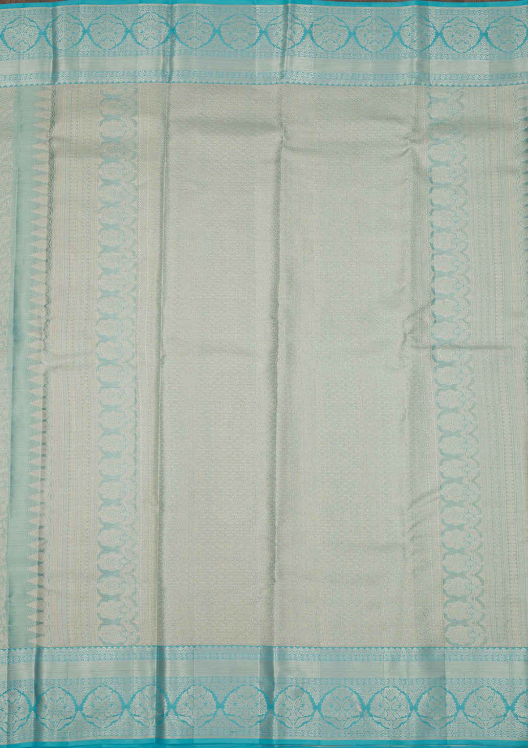 Sky Blue Silk Jaal Gold Zariwork Saree With Matching Blouse Piece
