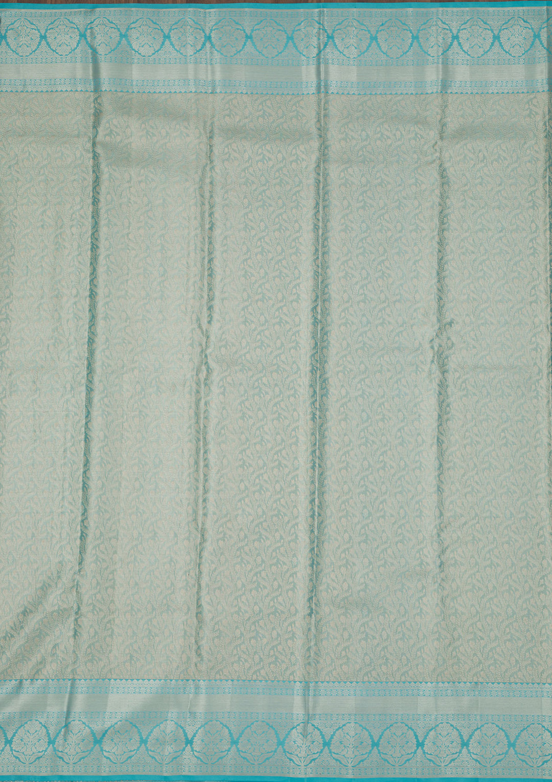 Sky Blue Silk Jaal Gold Zariwork Saree With Matching Blouse Piece