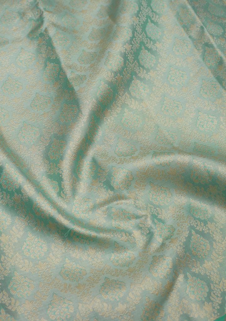 Sky Blue Tissue Jaal Saree With Matching Blouse Piece