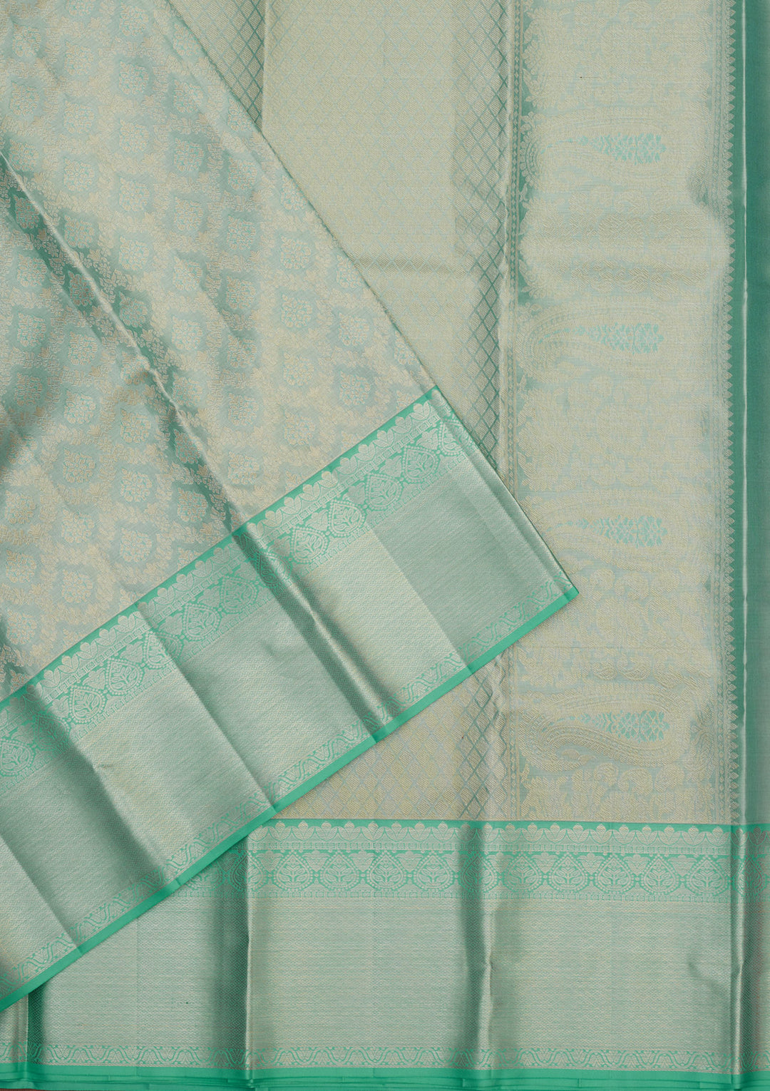Sky Blue Tissue Jaal Saree With Matching Blouse Piece