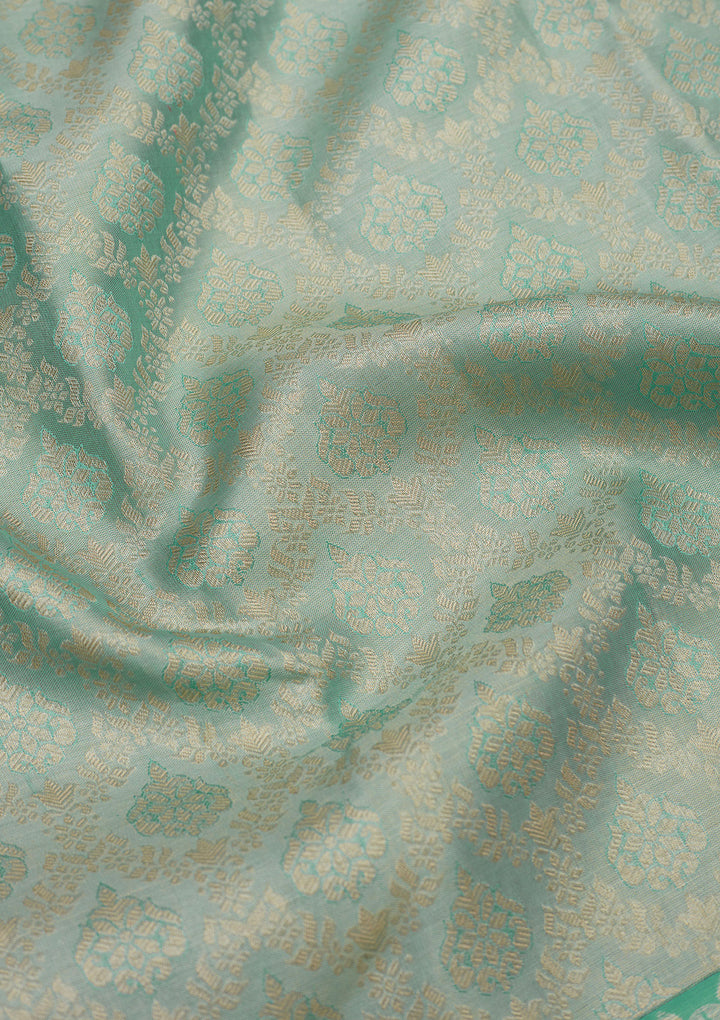 Sky Blue Tissue Jaal Saree With Matching Blouse Piece