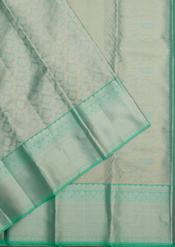 Sky Blue Tissue Jaal Saree With Matching Blouse Piece