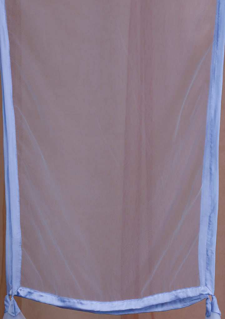 Gotapatti Sky Blue Net Stitched Lehenga Blouse With Dupatta