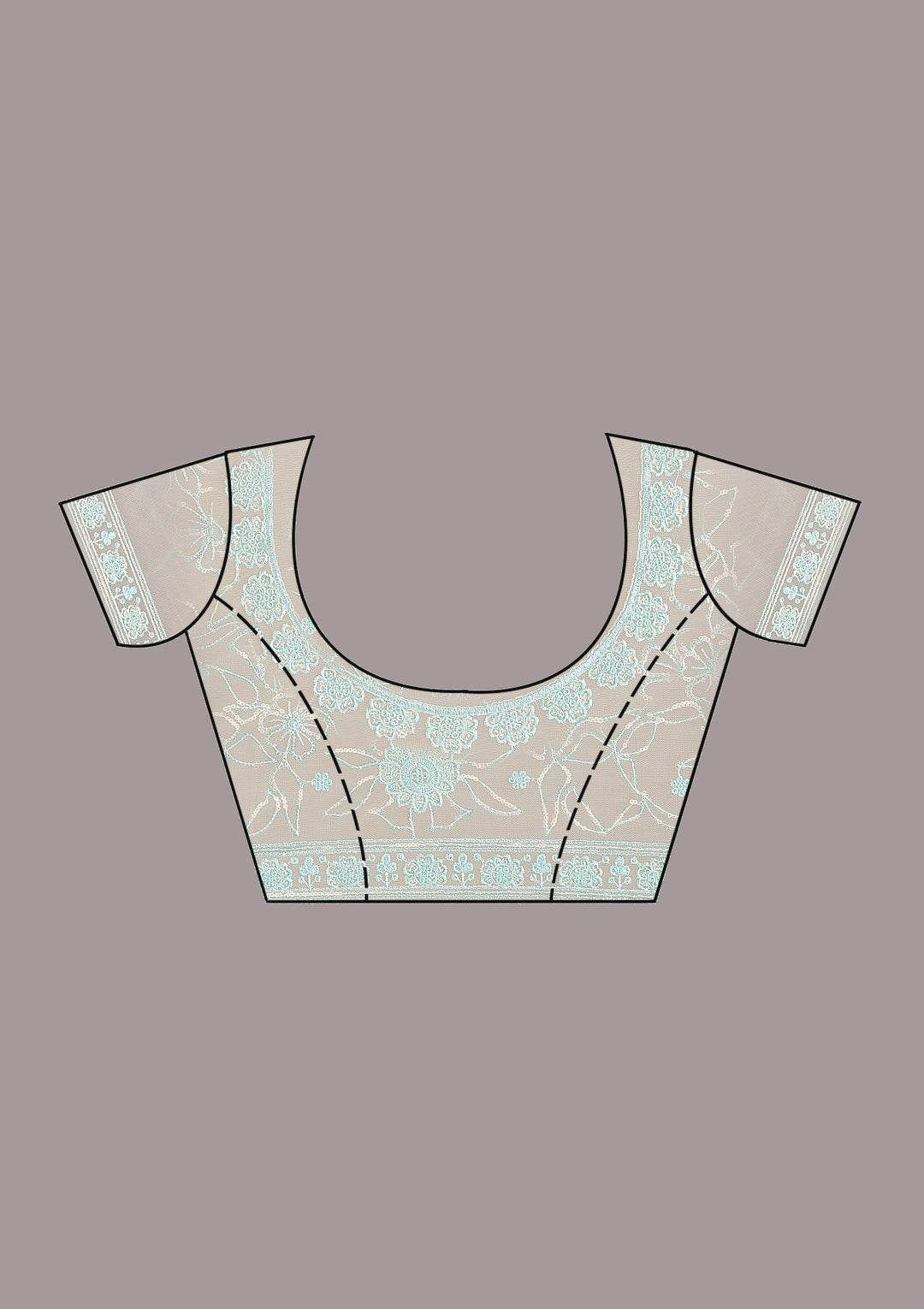 Sky Blue Sequins Net Saree