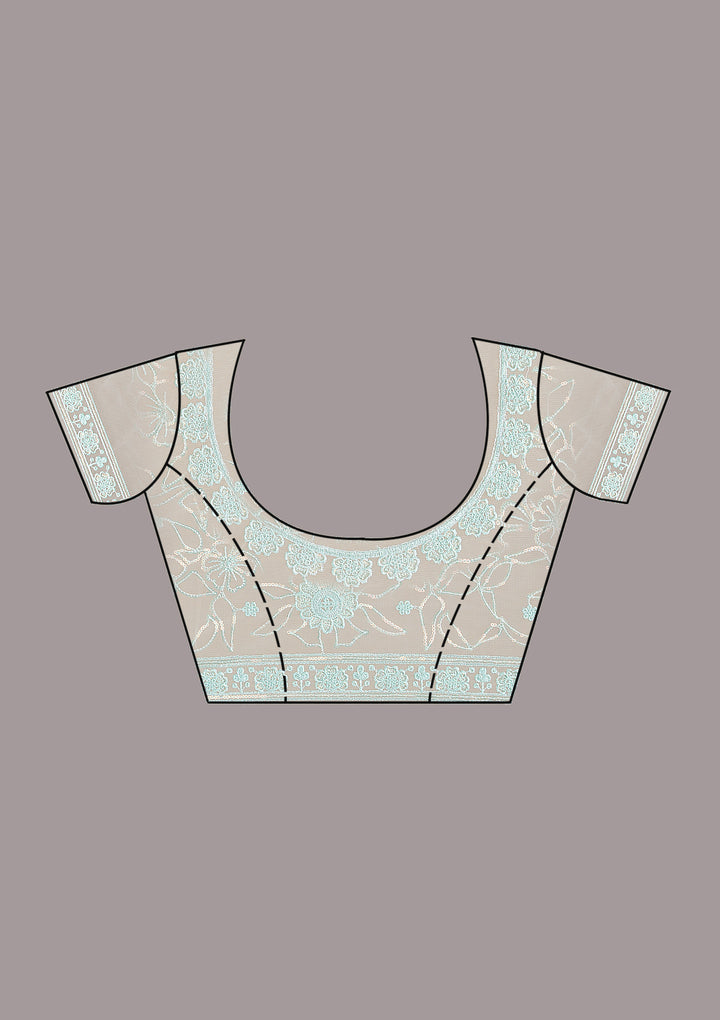 Sky Blue Sequins Net Saree