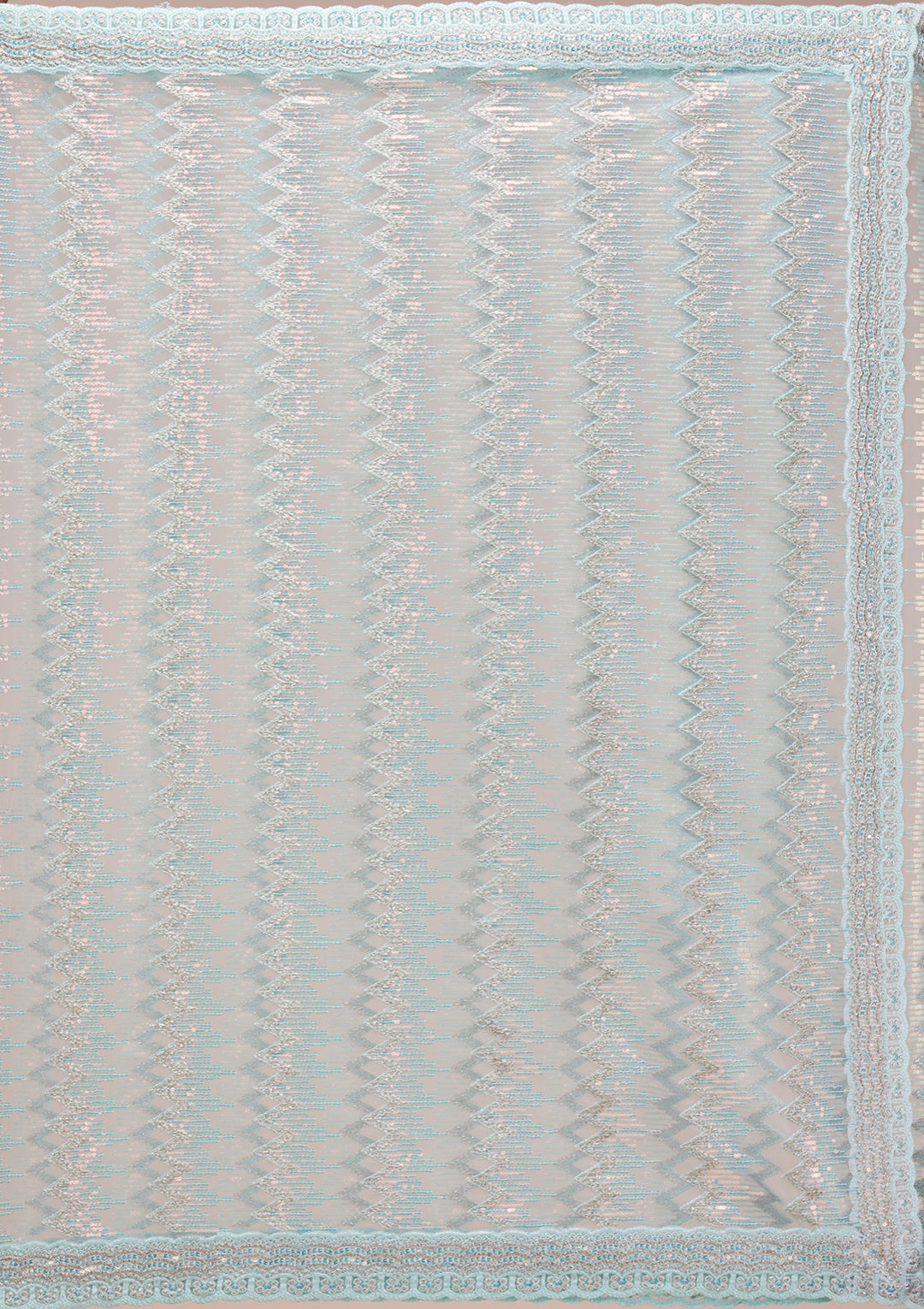 Sky Blue Sequins Net Saree