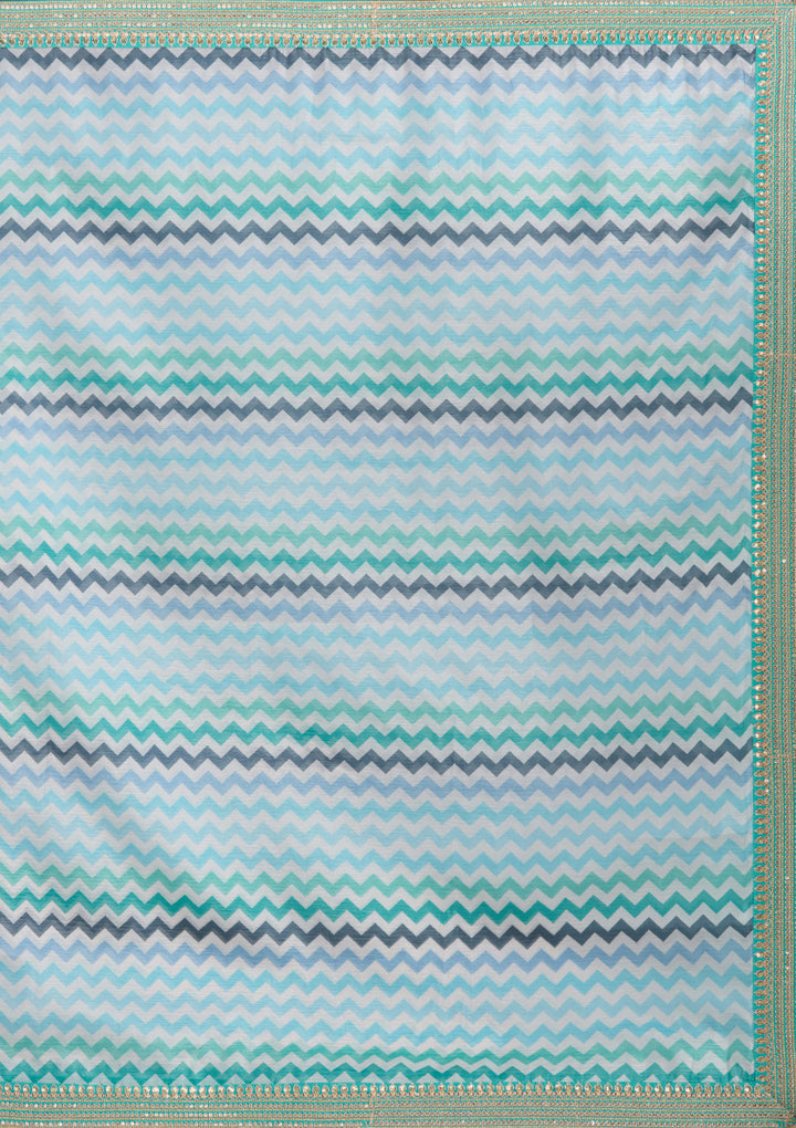 Sky Blue Sequins Tissue Saree