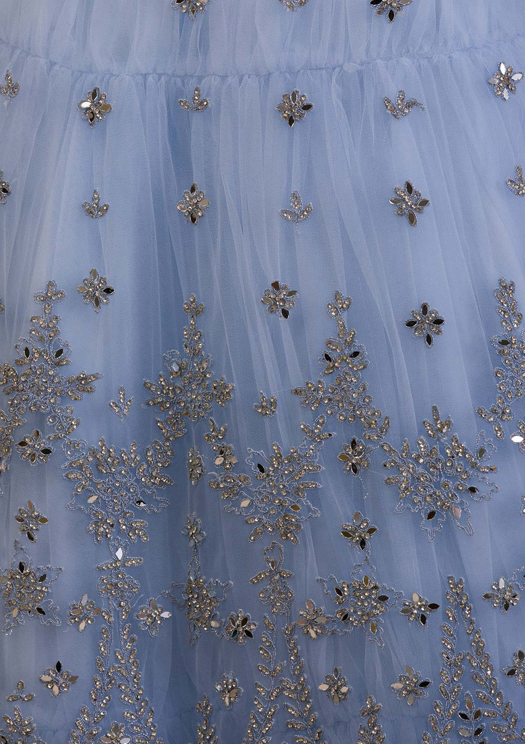 Koskii Net Silver Lehenga – Embellished with Silver Stonework