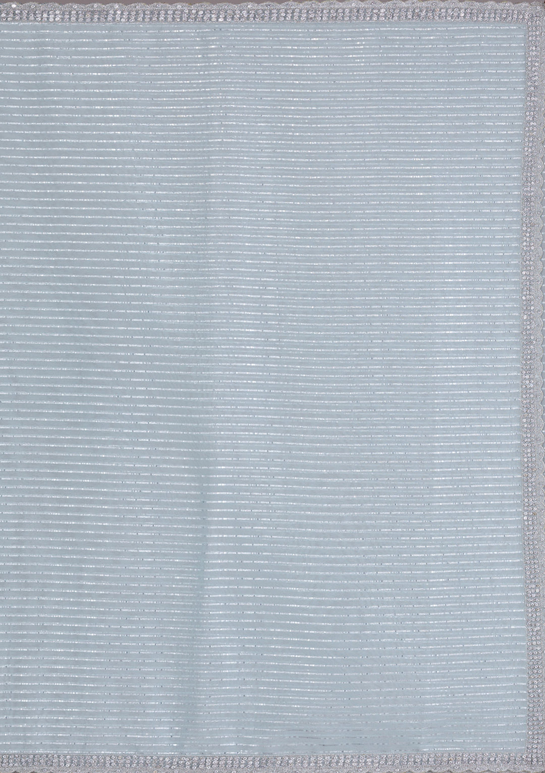 Sky Blue Georgette Silver Stonework Saree With Matching Blouse Piece