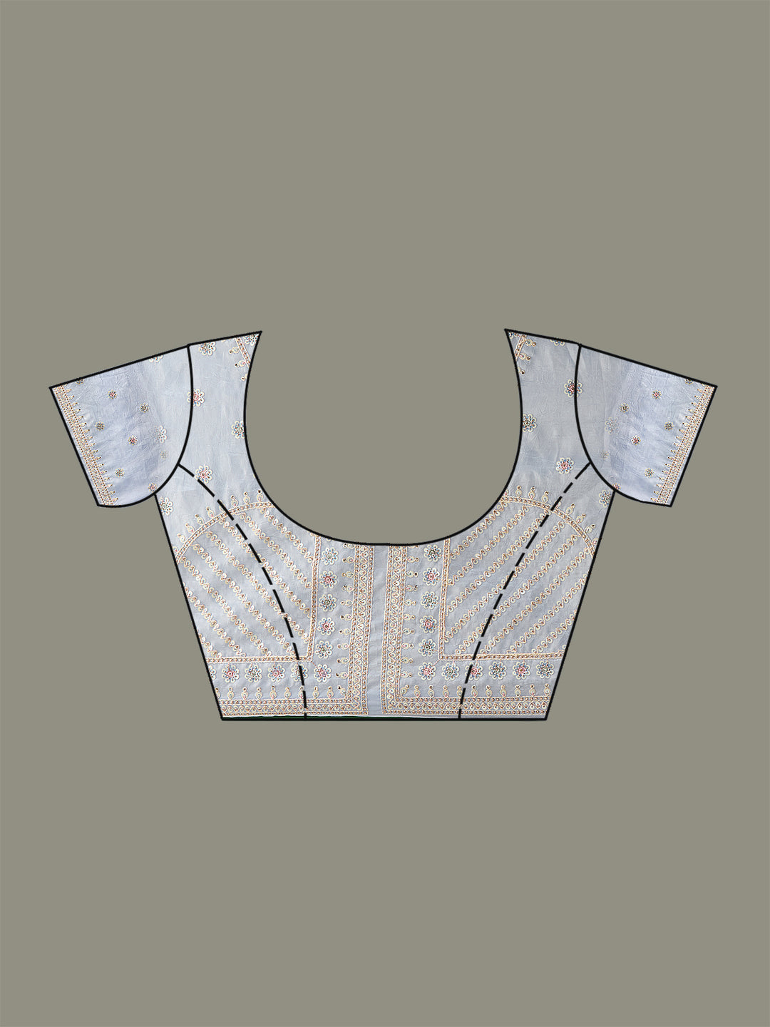 Sky Blue Tissue Silver Zariwork Saree With Matching Blouse Piece