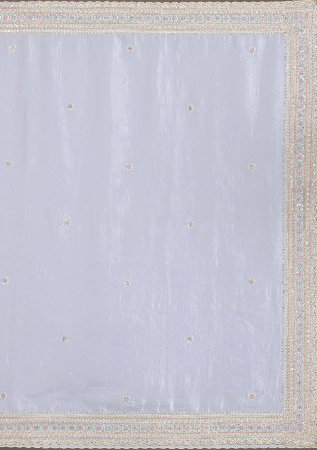 Sky Blue Tissue Silver Zariwork Saree With Matching Blouse Piece