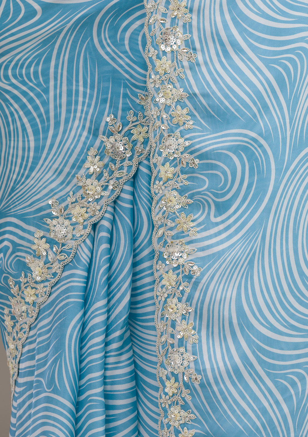 Sky Blue Zariwork Georgette Saree