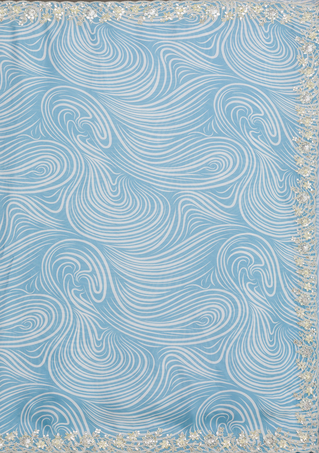 Sky Blue Zariwork Georgette Saree